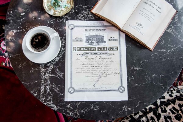 gammalt aktiebrev hotel eggers