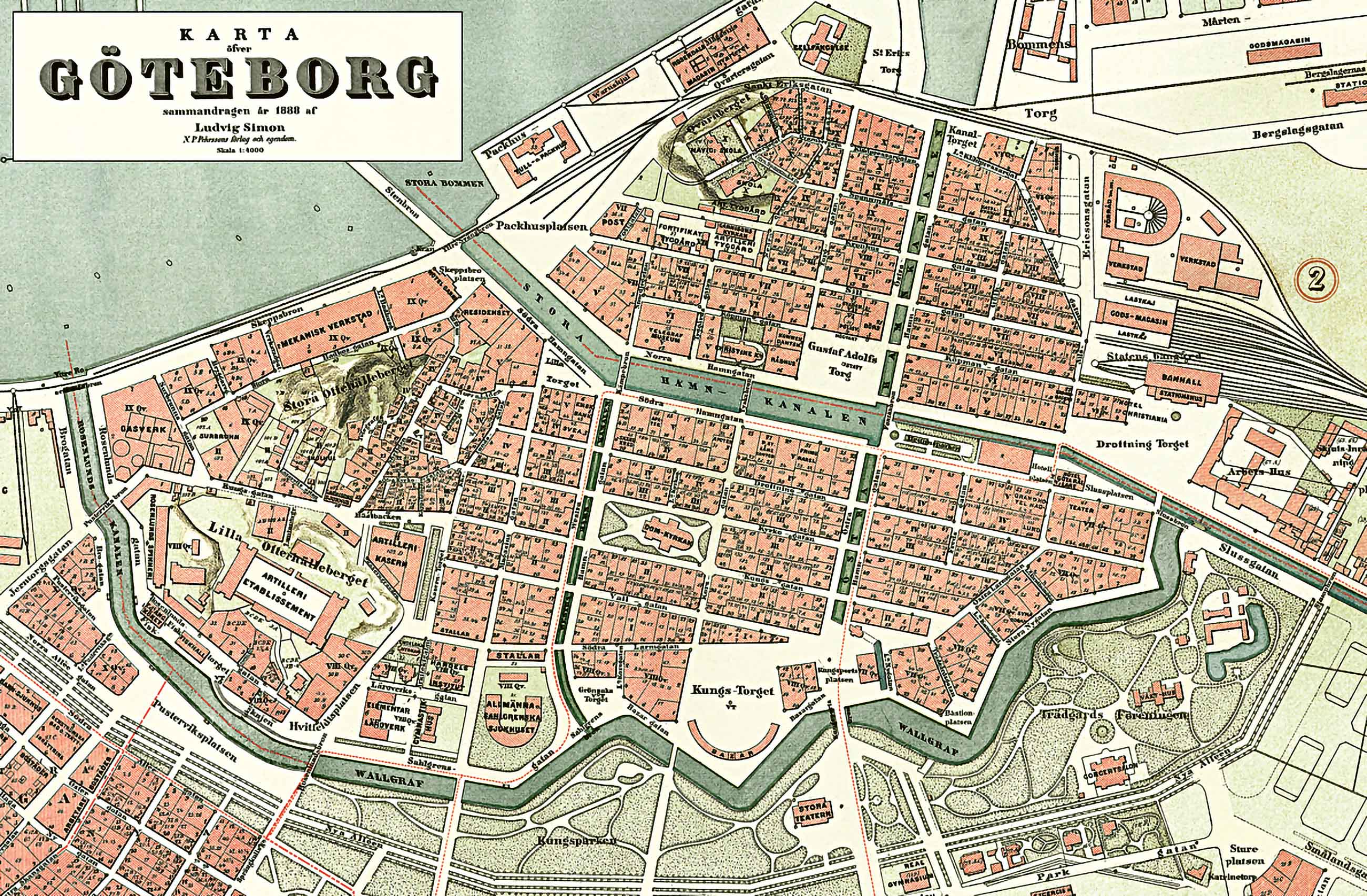 Karta över Göteborg 1888