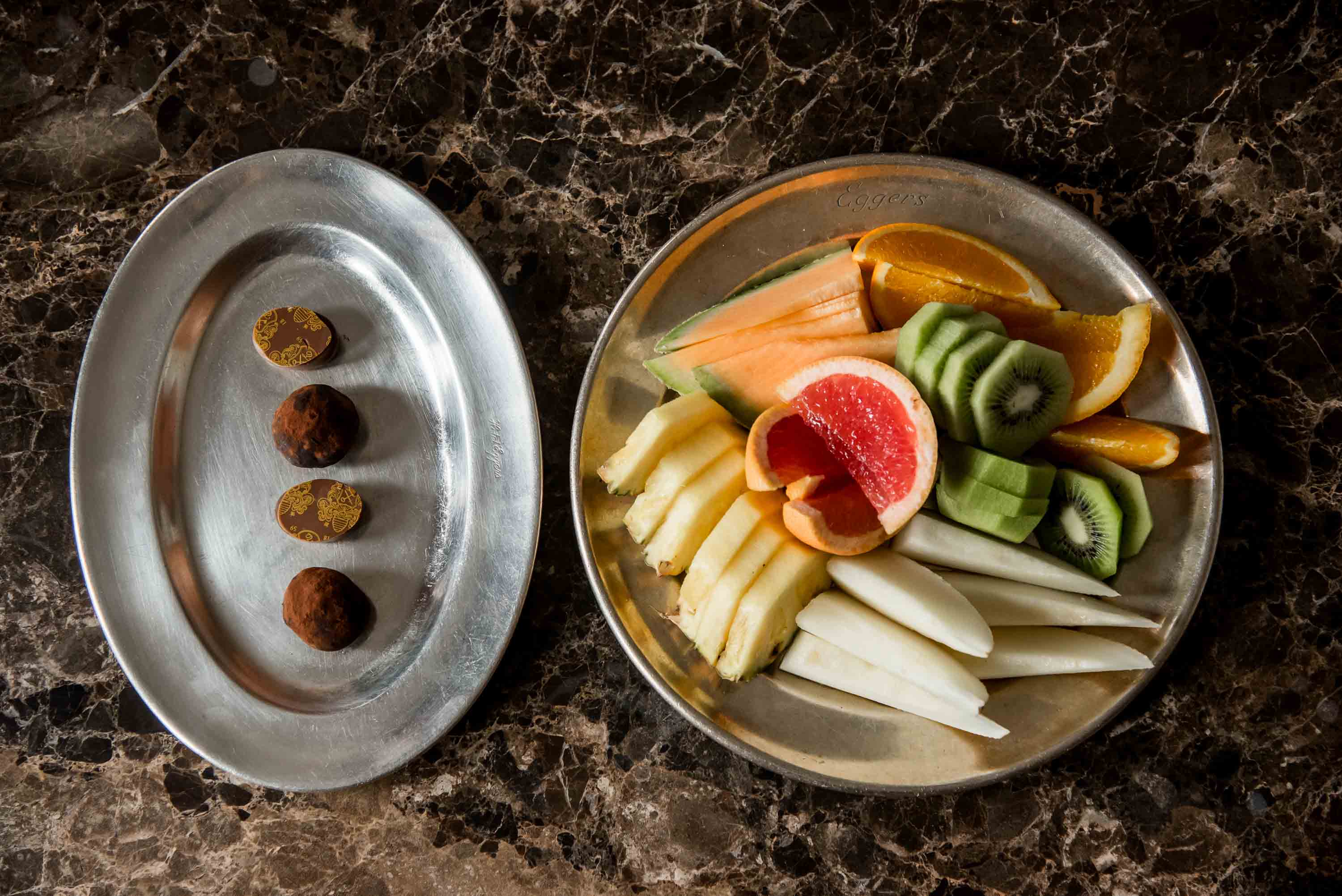 fruit platter and truffles